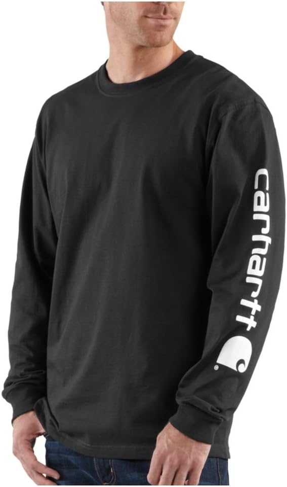 Men’s loose-fit heavyweight long-sleeve t-shirt with logo sleeve graphic.