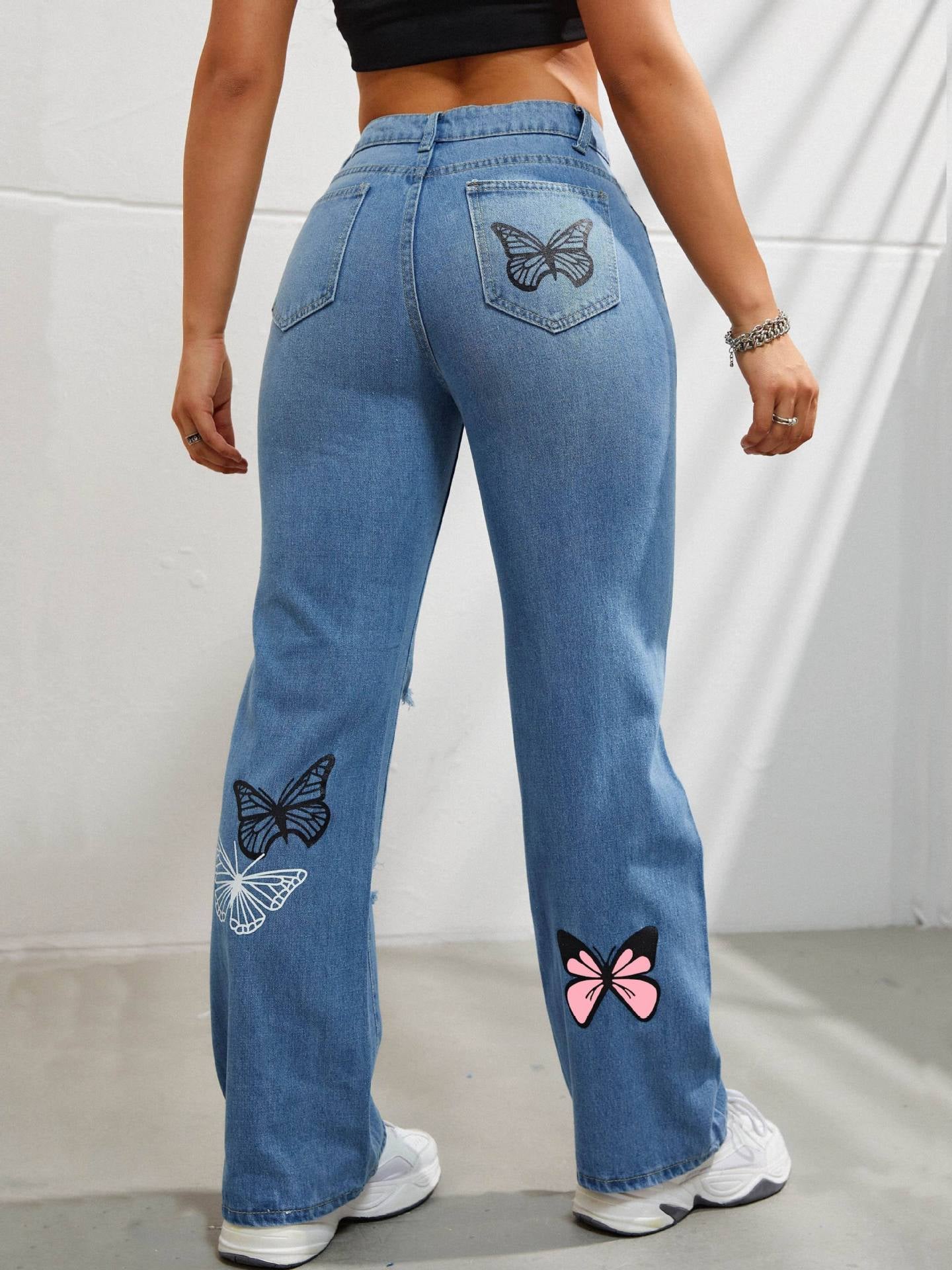 Women’s High-Waisted Straight Leg Butterfly Jeans