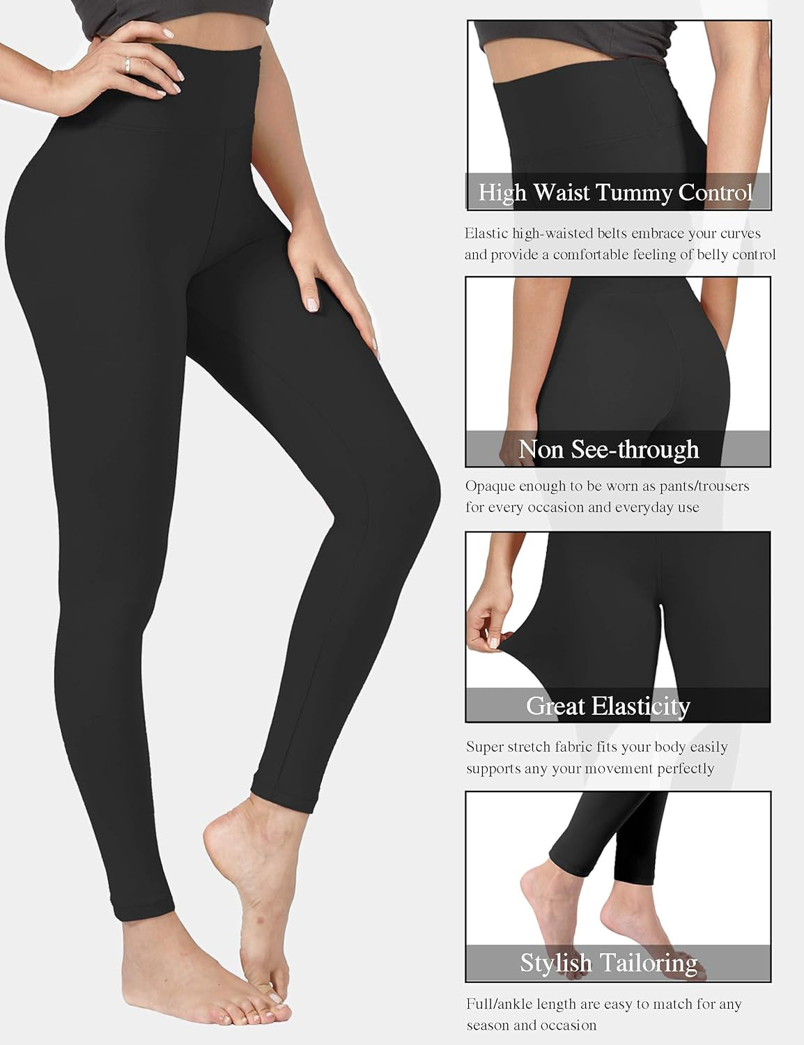 Creamlush Women’s High-Waist Tummy Control Leggings for Yoga & Running