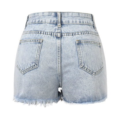 Women’s High-Waisted Ripped Denim Shorts – Casual Summer Style