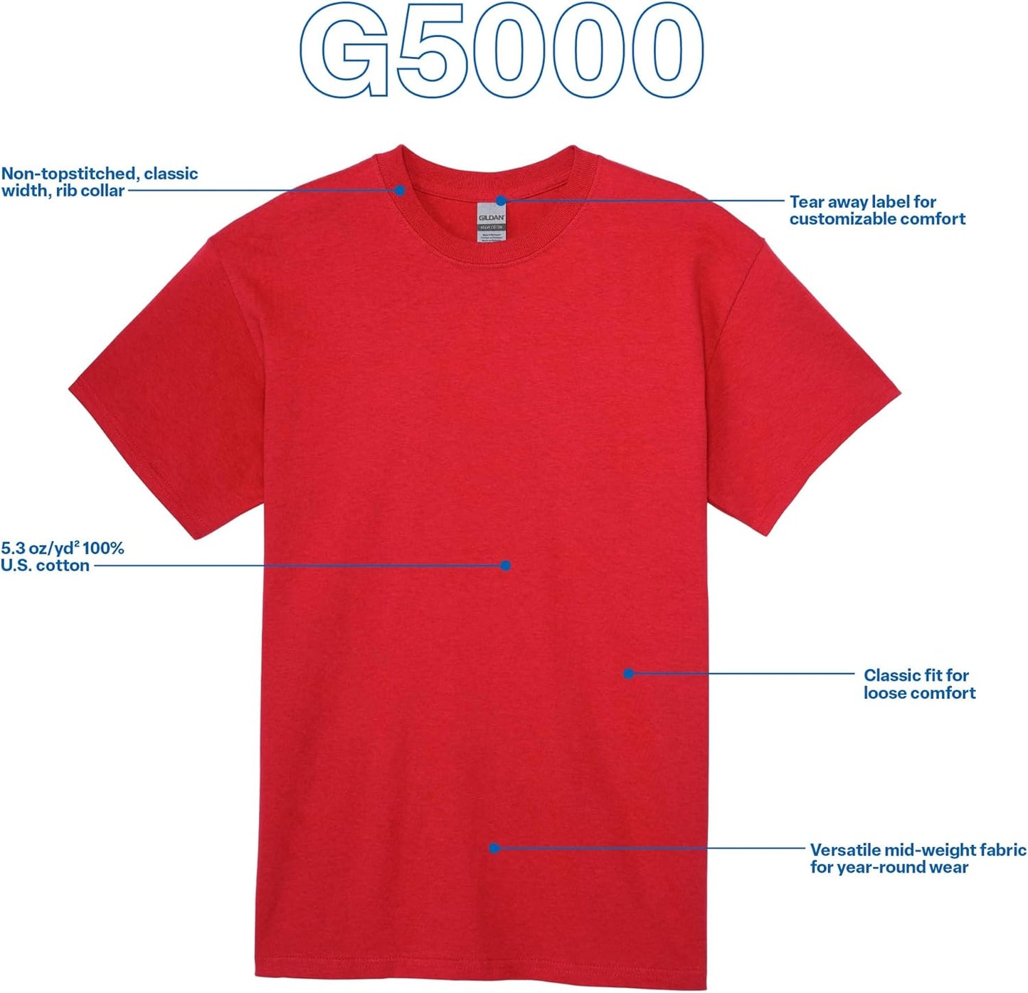 Adult Heavy Cotton T-Shirt, Style G5000, Multipack