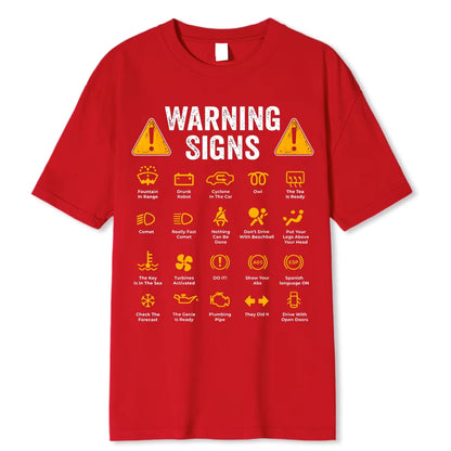 unny driving warning sign graphic tee – oversized, casual cotton t-shirt for men.