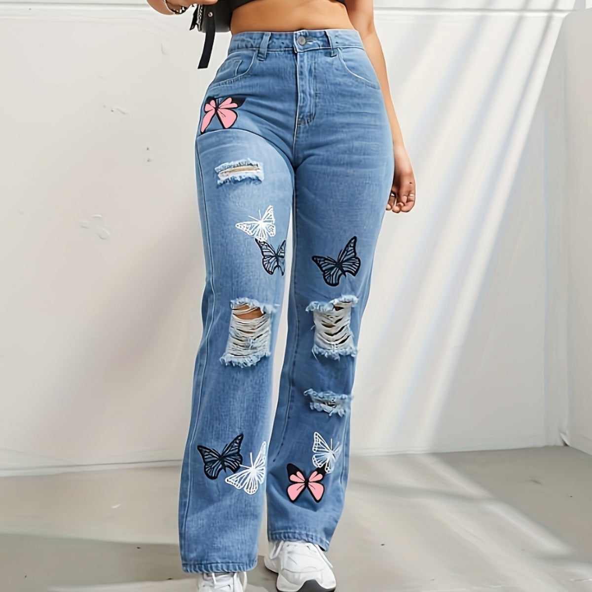 Women’s High-Waisted Straight Leg Butterfly Jeans
