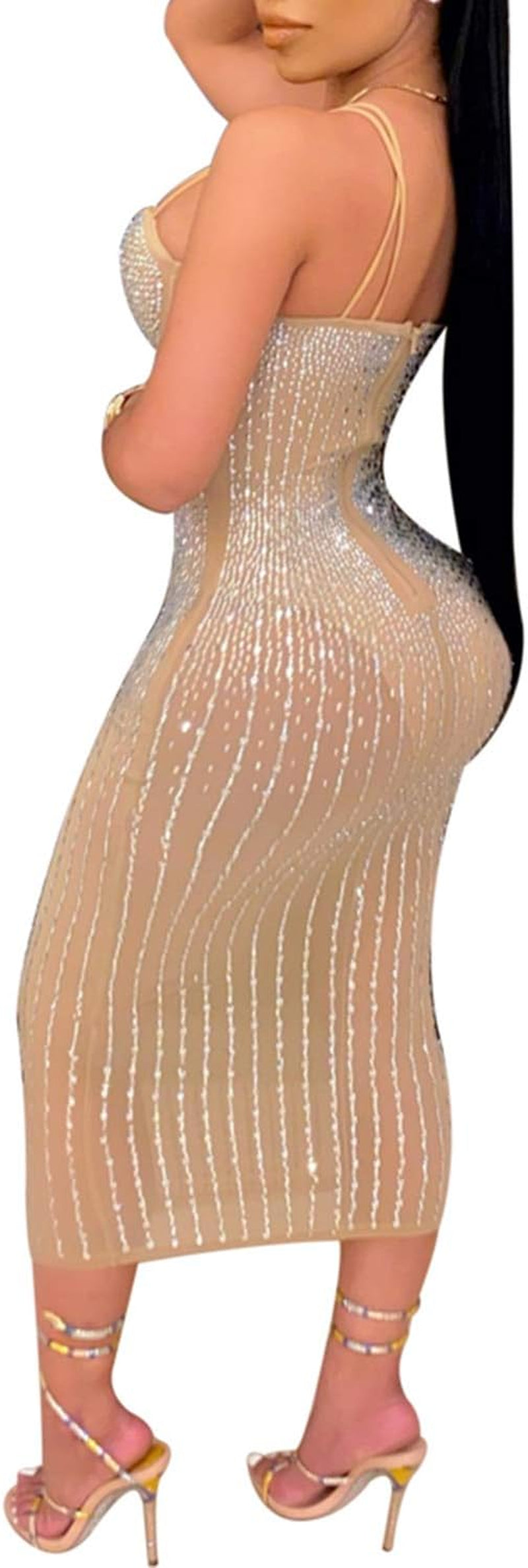 Women’s Long Sleeve Diamond Party Dress