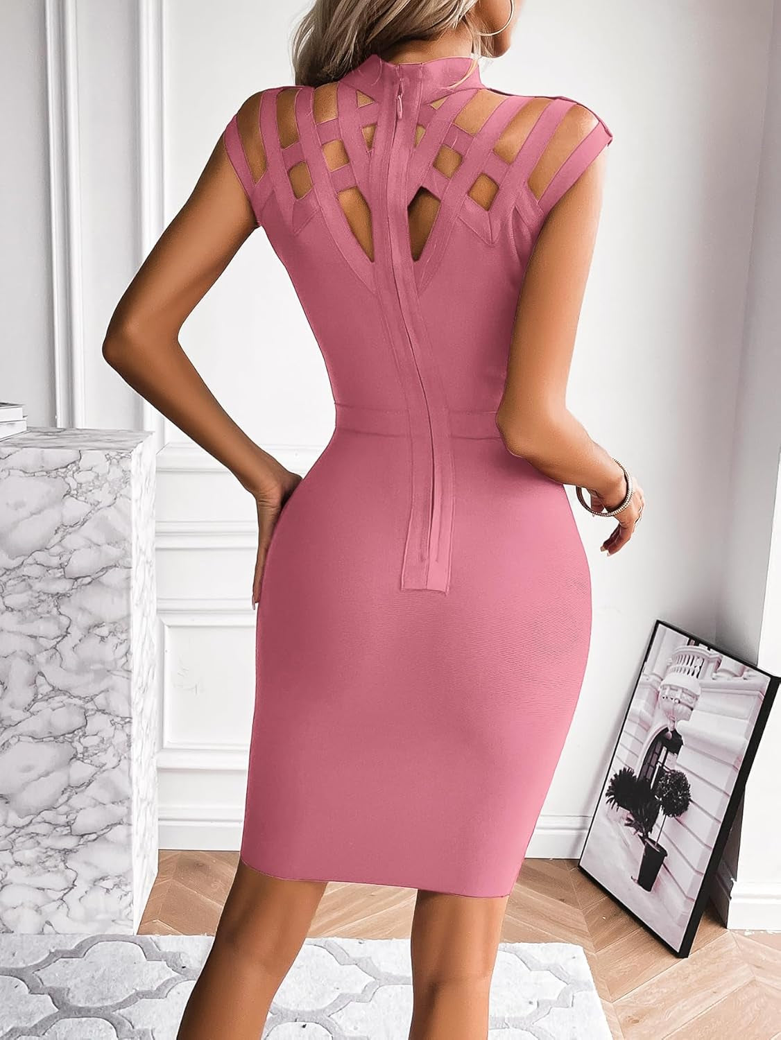 Cutout High-Neck Party Mini Dress
