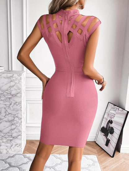 Cutout High-Neck Party Mini Dress