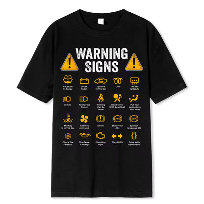 unny driving warning sign graphic tee – oversized, casual cotton t-shirt for men.