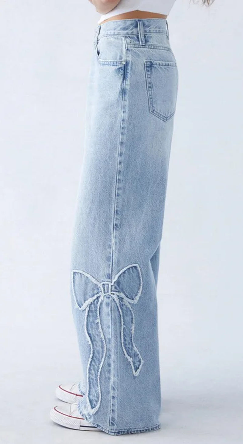 Women’s Y2K Streetwear Bow Embroidered Wide Leg Jeans