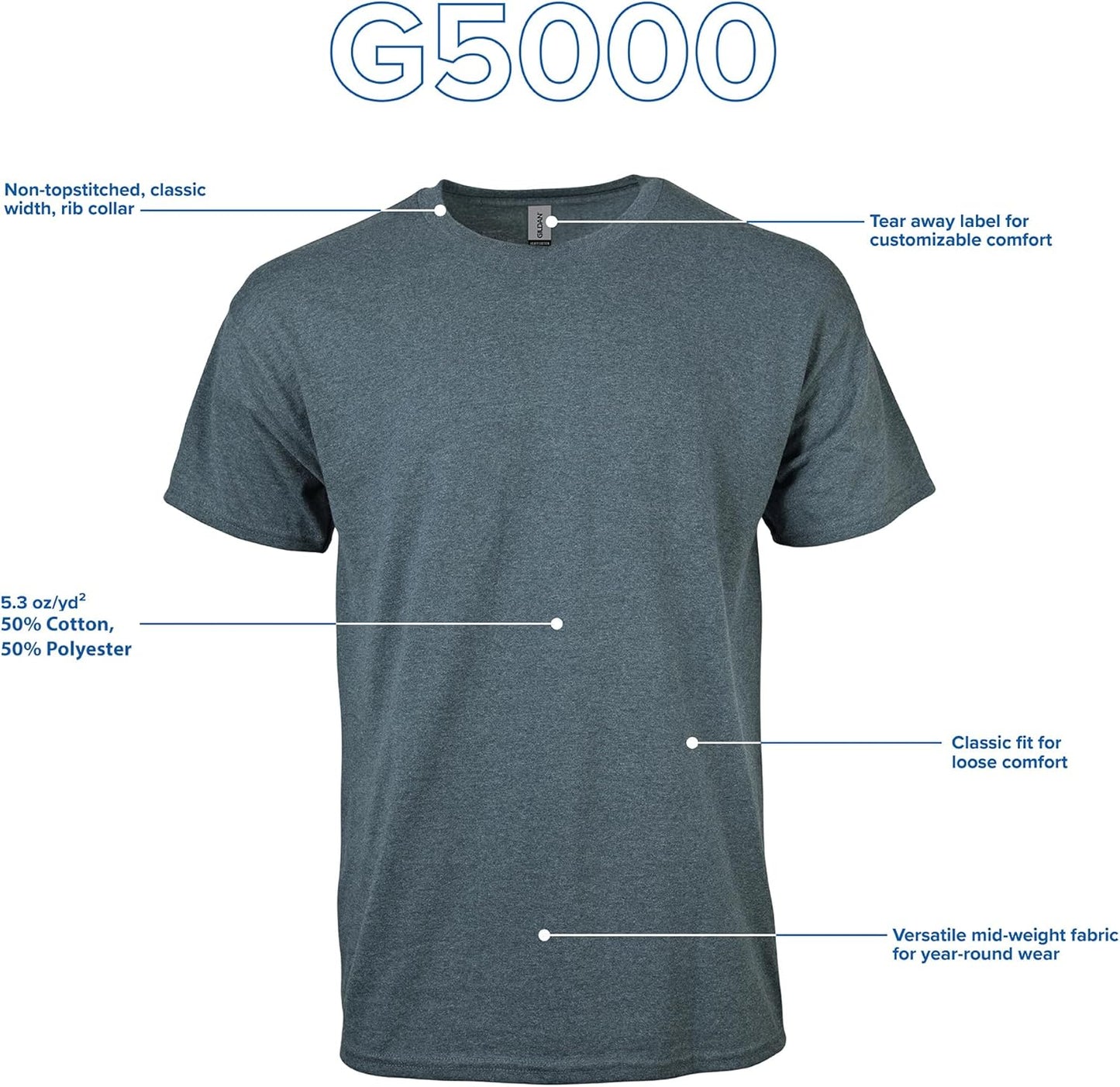 Adult Heavy Cotton T-Shirt, Style G5000, Multipack