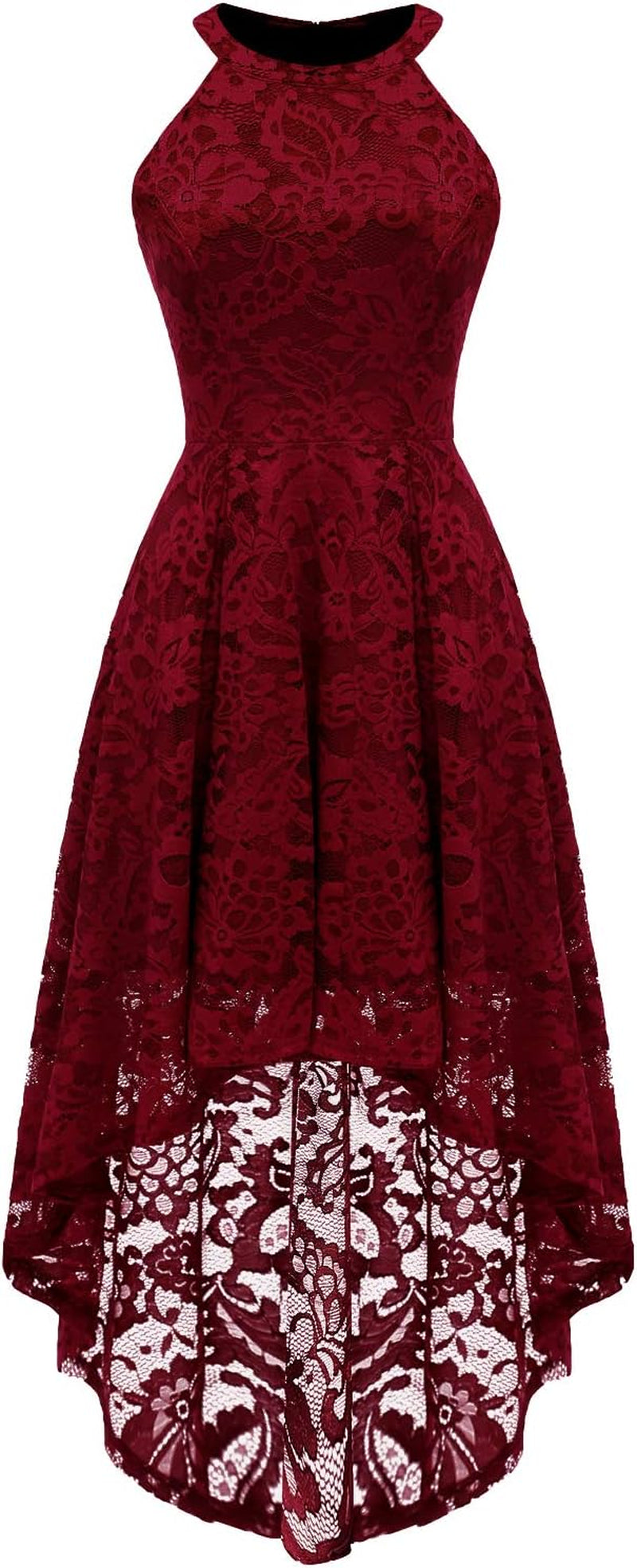 Halter Lace Hi-Lo Cocktail & Bridesmaid Dress