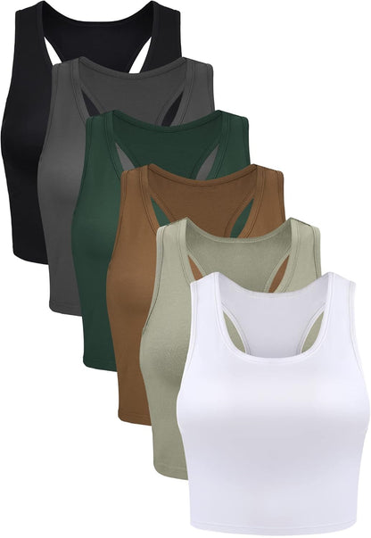 6-Pack Racerback Sports Crop Tanks