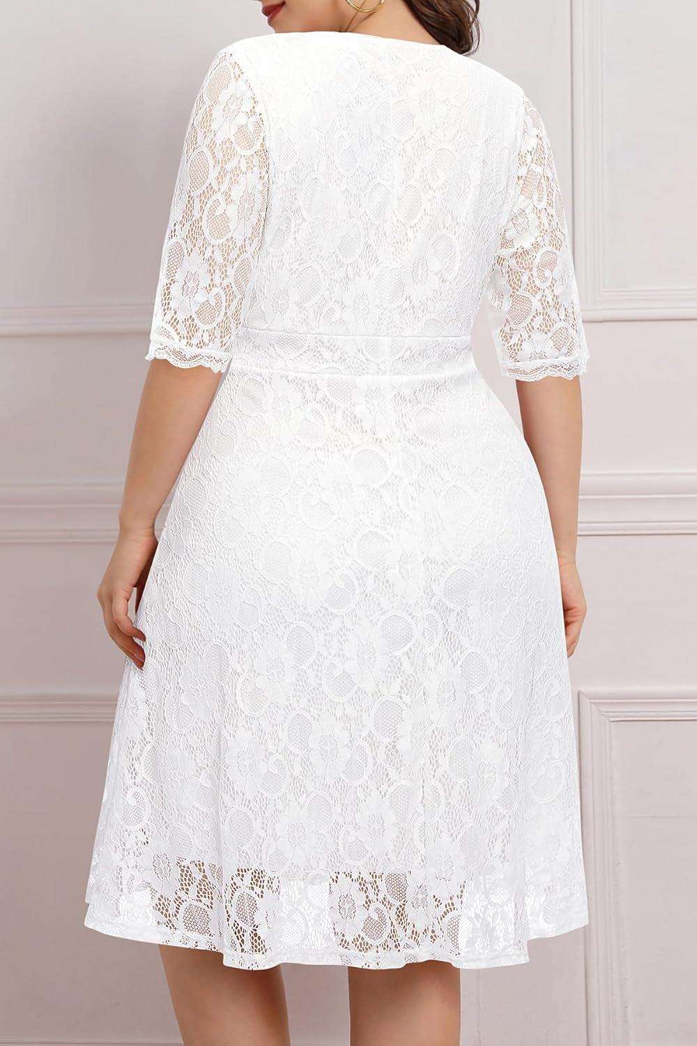 Plus Size Lace Wrap Cocktail Dress