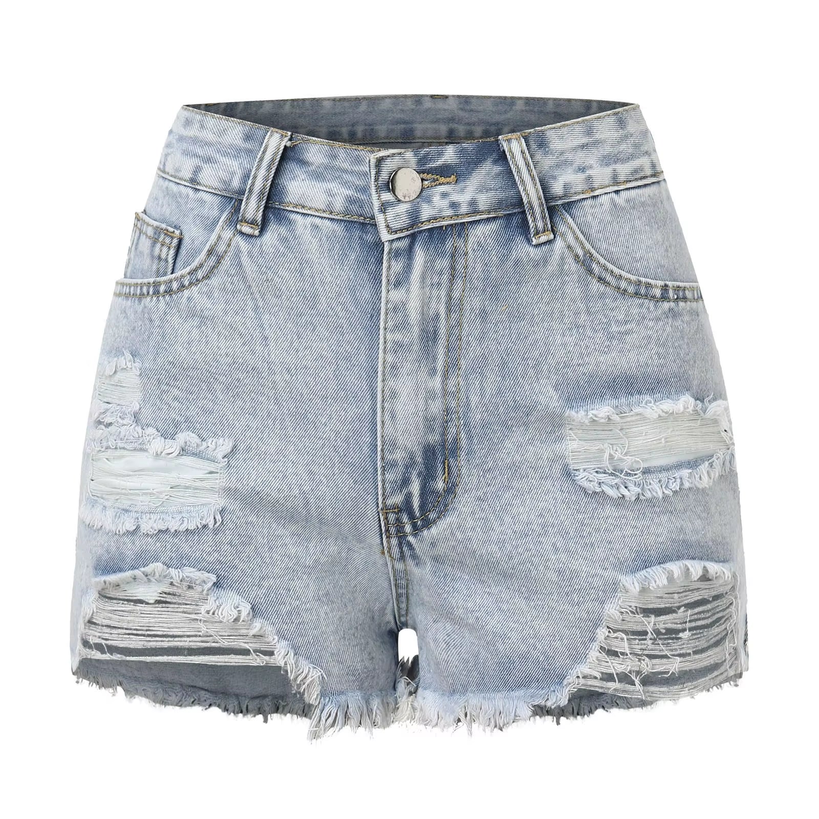 Women’s High-Waisted Ripped Denim Shorts – Casual Summer Style