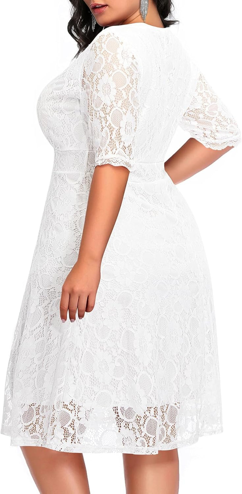 Plus Size Lace Wrap Cocktail Dress