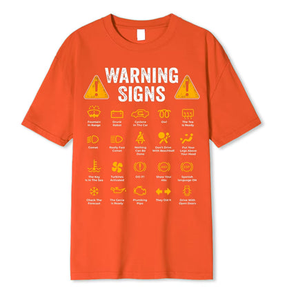 unny driving warning sign graphic tee – oversized, casual cotton t-shirt for men.